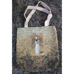 Willow Tree Peace on Earth Angel Holding Lamb Tapestry Tote Bag